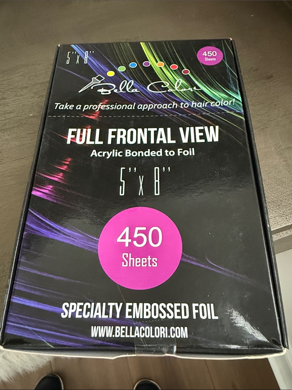 Bella Colori Full Frontal View 5" x 8" Hair Foil - Black with Pink Accents